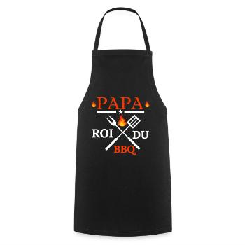 Tablier PAPA Roi du barbecue pour fete des pères - Tablier de cuisine - noir - Devant - AI Model Male 185 dark (185cm)