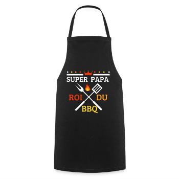 Tablier Super papa Roi du barbecue - Tablier de cuisine - noir - Devant - AI Model Male 185 dark (185cm)