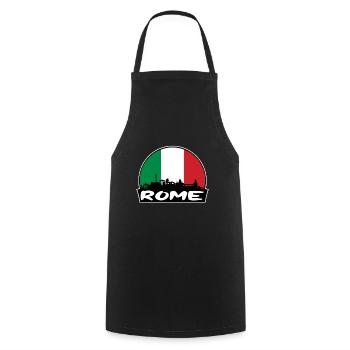 Rom Italien Flagge Skyline Silhouette Reisen - Kochschürze - Schwarz - Vorne - AI Model Male 185 dark (185cm)