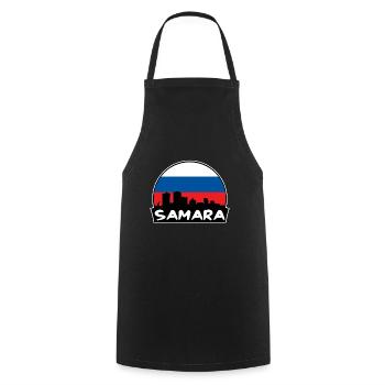 Samara Russie Flag Skyline Silhouette Voyage - Tablier de cuisine - noir - Devant - AI Model Male 185 dark (185cm)