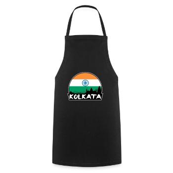Kolkata Inde drapeau Skyline Silhouette Voyage - Tablier de cuisine - noir - Devant - AI Model Male 185 dark (185cm)