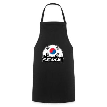 Seoul South Korea Flag Skyline Silhouette Travel - Cooking Apron - black - Front - AI Model Male 185 dark (185cm)