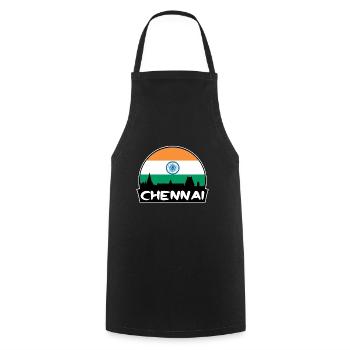 Chennai Inde Flag Skyline Silhouette Voyage - Tablier de cuisine - noir - Devant - AI Model Male 185 dark (185cm)