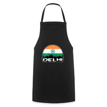 Delhi India Flag Skyline Silhouette Travel - Cooking Apron - black - Front - AI Model Male 185 dark (185cm)