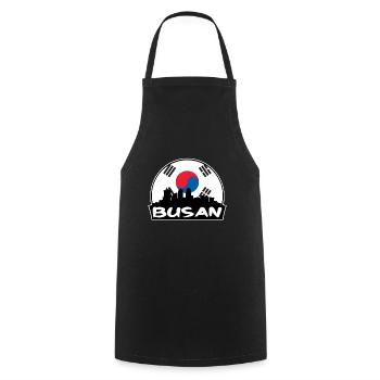 Busan, Corée du Sud, drapeau, Skyline, silhouette, voyage - Tablier de cuisine - noir - Devant - AI Model Male 185 dark (185cm)