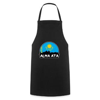 Alma Ata Kazakhstan Flag Skyline Silhouette Travel - Cooking Apron - black - Front - AI Model Male 185 dark (185cm)