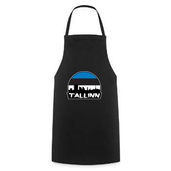 Tallinn Estonie Flag Skyline Silhouette Voyage - Tablier de cuisine - noir - Devant - AI Model Male 185 dark (185cm)