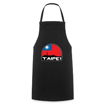 Taipei Taiwan Flag Skyline Silhouette Travel - Cooking Apron - black - Front - AI Model Male 185 dark (185cm)