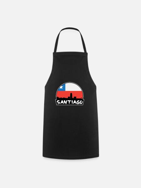 Santiago Chili Flag Skyline Silhouette Voyage - Tablier de cuisine - noir
