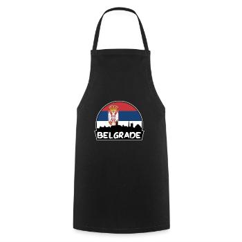 Belgrade Serbie Flag Skyline Silhouette Voyage - Tablier de cuisine - noir - Devant - AI Model Male 185 dark (185cm)