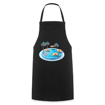 A dream pool - Cooking Apron - black - Front - AI Model Male 185 dark (185cm)