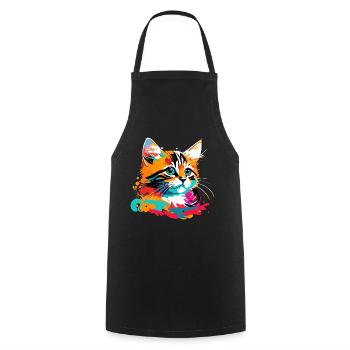 Kitten, Cat - Cooking Apron - black - Front - AI Model Male 185 dark (185cm)