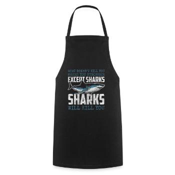 Dents de pêcheur sous-marin de requin - Tablier de cuisine - noir - Devant - AI Model Male 185 dark (185cm)