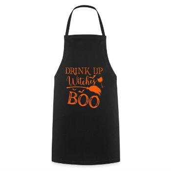 Halloween Saying Drink up witches Boo - Cooking Apron - black - Front - AI Model Male 185 dark (185cm)
