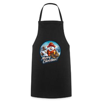 Lustiger Schneemann mit Bier Weihnachtsfest - Kochschürze - Schwarz - Vorne - AI Model Male 185 dark (185cm)