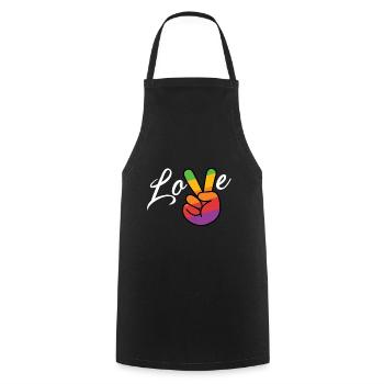 LGBTQ Arc-en-ciel Bisexuelle Fierté Gay Lesbienne - Tablier de cuisine - noir - Devant - AI Model Male 185 dark (185cm)