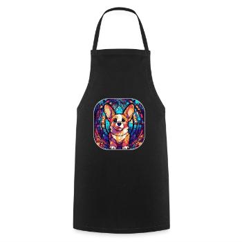 Colorful Corgi Dog Breed Watercolor Glass Painting - Cooking Apron - black - Front - AI Model Male 185 dark (185cm)