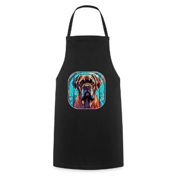 Colorful English Mastiff Dog Breed Watercolor Glas - Cooking Apron - black - Front - AI Model Male 185 dark (185cm)