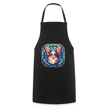 Peinture sur verre colorée Papillon Dog Breed Aquarelle - Tablier de cuisine - noir - Devant - AI Model Male 185 dark (185cm)