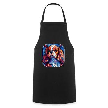 Colorful King Charles Cavalier Dog Watercolor - Cooking Apron - black - Front - AI Model Male 185 dark (185cm)