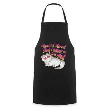 Rien est éternel sauf l'amour de son chat miaou - Tablier de cuisine - noir - Devant - AI Model Male 185 dark (185cm)