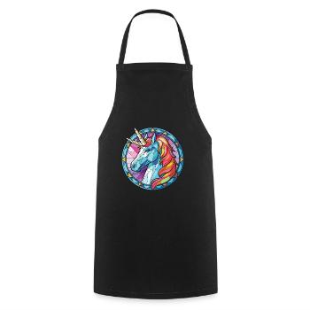 Unicorn Colorful Watercolor Animal Illustration - Cooking Apron - black - Front - AI Model Male 185 dark (185cm)