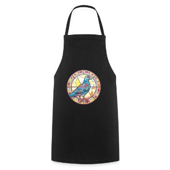 Pigeon Colorful Watercolor Animal Pet Illustration - Cooking Apron - black - Front - AI Model Male 185 dark (185cm)