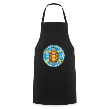 Turtle Colorful Watercolor Animal Pet Illustration - Cooking Apron - black - Front - AI Model Male 185 dark (185cm)