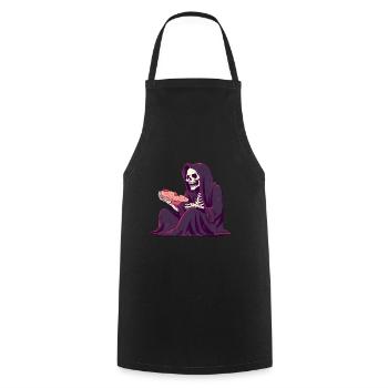 La pizza, c’est la vie - Grim Reaper Pizza - Tablier de cuisine - noir - Devant - AI Model Male 185 dark (185cm)