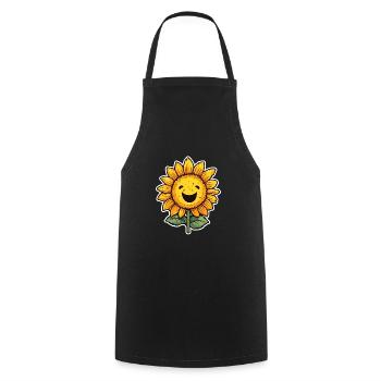 Tournesol riant joyeux - Tablier de cuisine - noir - Devant - AI Model Male 185 dark (185cm)