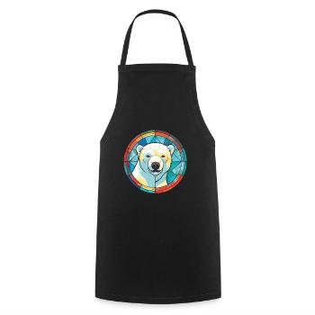 Polar Bear Colorful Watercolor Animal Illustration - Cooking Apron - black - Front - AI Model Male 185 dark (185cm)