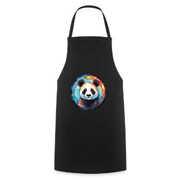 Panda Colorful Watercolor Animal Pet Illustration - Cooking Apron - black - Front - AI Model Male 185 dark (185cm)