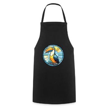 Toucan Colorful Watercolor Animal Pet Illustration - Cooking Apron - black - Front - AI Model Male 185 dark (185cm)