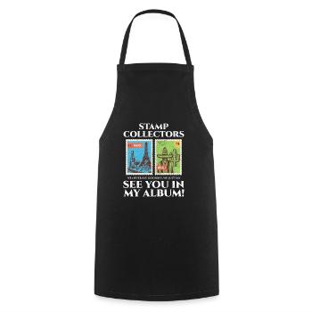 Stamp Collecting Collector Philatelist - Cooking Apron - black - Front - AI Model Male 185 dark (185cm)