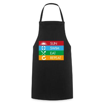 Sun Swim Eat Repeat - Kochschürze - Schwarz - Vorne - AI Model Male 185 dark (185cm)