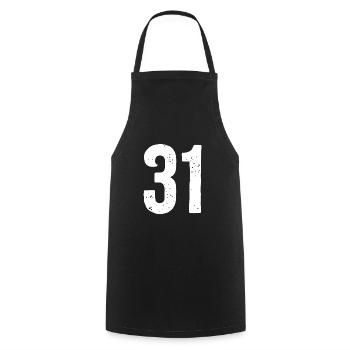 31 Numéros Blanc - Tablier de cuisine - noir - Devant - AI Model Male 185 dark (185cm)