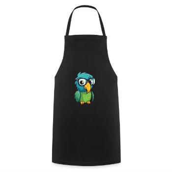 Papagei mit Brille Cartoon Kawaii Illustration - Kochschürze - Schwarz - Vorne - AI Model Male 185 dark (185cm)