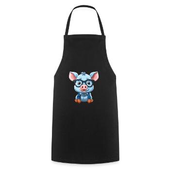 Cochon portant des lunettes Dessin animé Kawaii Illustration - Tablier de cuisine - noir - Devant - AI Model Male 185 dark (185cm)