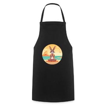 Kaninchen Cartoon Yoga Strand Sommer Illustration - Kochschürze - Schwarz - Vorne - AI Model Male 185 dark (185cm)