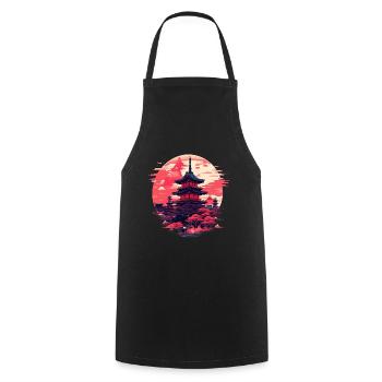Enchanted in the Dark: Japan City - Cooking Apron - black - Front - AI Model Male 185 dark (185cm)