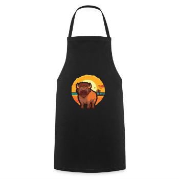 Bison Drôle de dessin animé Kawaii Beach Illustration - Tablier de cuisine - noir - Devant - AI Model Male 185 dark (185cm)