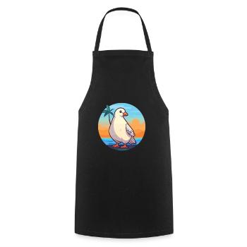 Dove Funny Cartoon Kawaii Beach Illustration - Tablier de cuisine - noir - Devant - AI Model Male 185 dark (185cm)