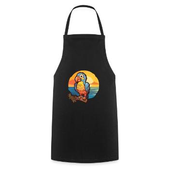 Papagei Lustige Karikatur Kawaii Strand Illustration - Kochschürze - Schwarz - Vorne - AI Model Male 185 dark (185cm)