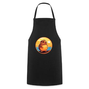 Cochon d’Inde Drôle de dessin animé Kawaii Beach Illustration - Tablier de cuisine - noir - Devant - AI Model Male 185 dark (185cm)