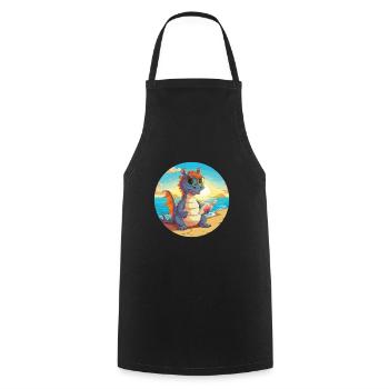 Drache Niedlich Lustige Karikatur Kawaii Buch Strand - Kochschürze - Schwarz - Vorne - AI Model Male 185 dark (185cm)