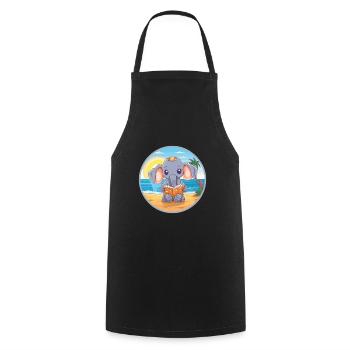 Elefant Niedlich Lustige Karikatur Kawaii Buch Strand - Kochschürze - Schwarz - Vorne - AI Model Male 185 dark (185cm)