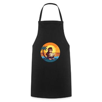 Affe Niedliche Lustige Karikatur Kawaii Buch Strand - Kochschürze - Schwarz - Vorne - AI Model Male 185 dark (185cm)