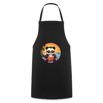 Panda Mignon Drôle Dessin Animé Kawaii Livre Plage - Tablier de cuisine - noir - Devant - AI Model Male 185 dark (185cm)