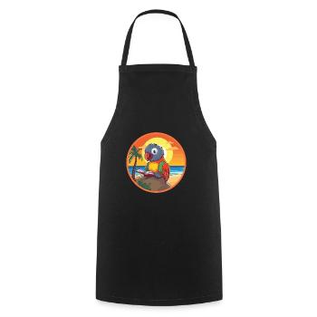 Parrot Cute Funny Cartoon Kawaii Book Beach - Cooking Apron - black - Front - AI Model Male 185 dark (185cm)