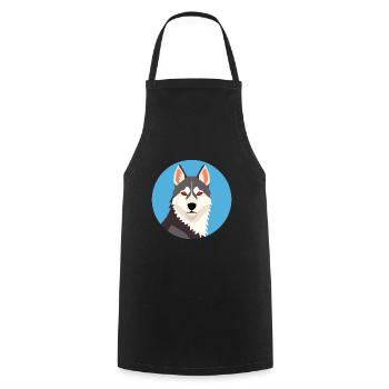 Husky Dog Aquarelle Colorée Animal Illustration - Tablier de cuisine - noir - Devant - AI Model Male 185 dark (185cm)